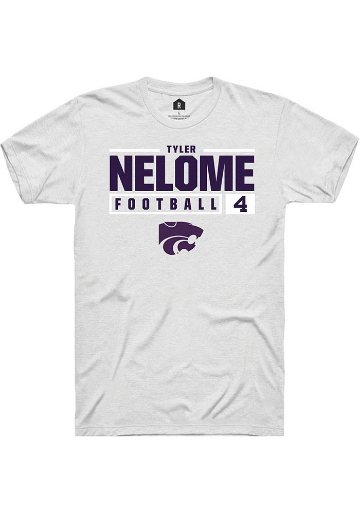 Tyler Nelome K-State Wildcats White Rally NIL Stacked Box Short Sleeve T Shirt