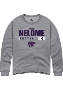 Tyler Nelome Rally Mens Graphite K-State Wildcats NIL Stacked Box Crew Sweatshirt