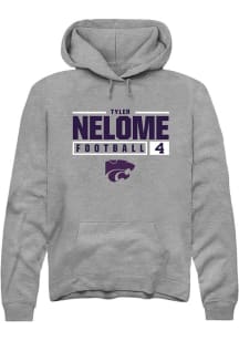 Tyler Nelome Rally Mens Graphite K-State Wildcats NIL Stacked Box Hooded Sweatshirt