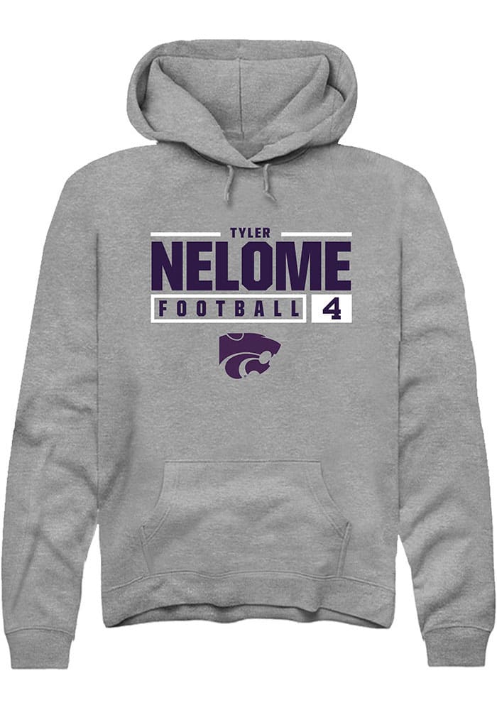 Tyler Nelome Rally K-State Wildcats Mens Grey NIL Stacked Box Long Sleeve Hoodie