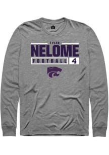 Tyler Nelome Rally Mens Graphite K-State Wildcats NIL Stacked Box Tee