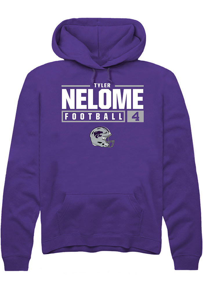 Tyler Nelome Rally K-State Wildcats Mens Purple NIL Stacked Box Long Sleeve Hoodie