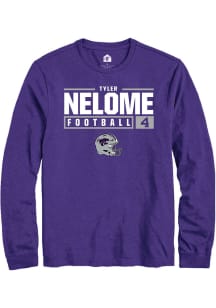 Tyler Nelome Rally Mens Purple K-State Wildcats NIL Stacked Box Tee