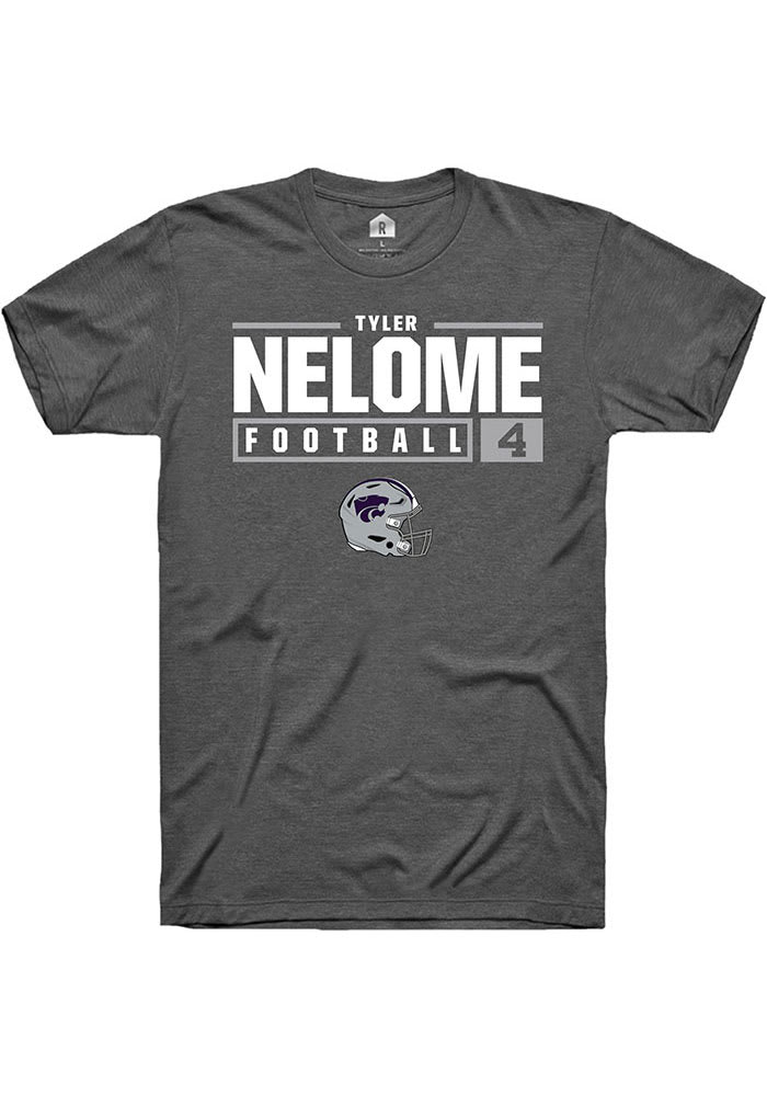 Tyler Nelome K-State Wildcats Grey Rally NIL Stacked Box Short Sleeve T Shirt