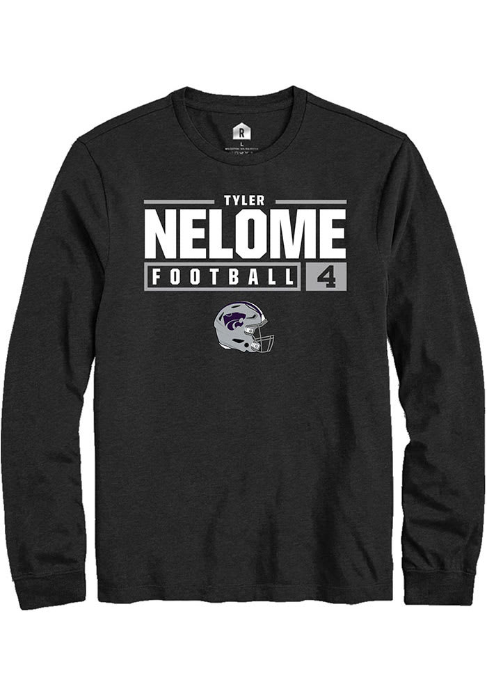 Tyler Nelome K-State Wildcats Black Rally NIL Stacked Box Long Sleeve T Shirt