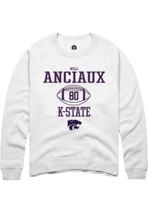 Will Anciaux Rally Mens White K-State Wildcats NIL Sport Icon Crew Sweatshirt