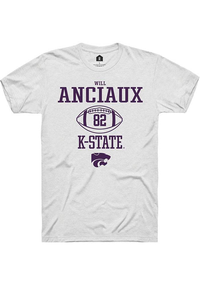 Will Anciaux K-State Wildcats White Rally NIL Sport Icon Short Sleeve T Shirt
