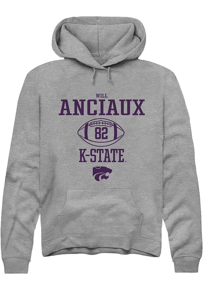 Will Anciaux Rally K-State Wildcats Mens Grey NIL Sport Icon Long Sleeve Hoodie