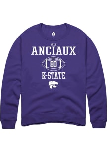 Will Anciaux Rally Mens Purple K-State Wildcats NIL Sport Icon Crew Sweatshirt