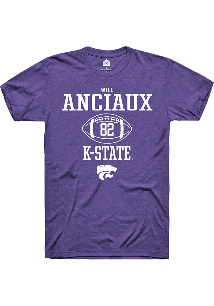 Will Anciaux K-State Wildcats Purple Rally NIL Sport Icon Short Sleeve T Shirt
