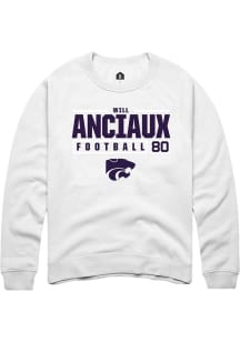 Will Anciaux Rally Mens White K-State Wildcats NIL Stacked Box Crew Sweatshirt