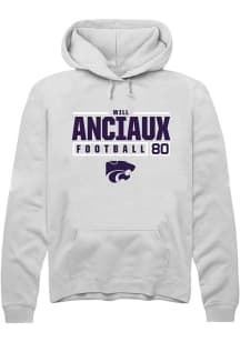 Will Anciaux Rally Mens White K-State Wildcats NIL Stacked Box Hooded Sweatshirt