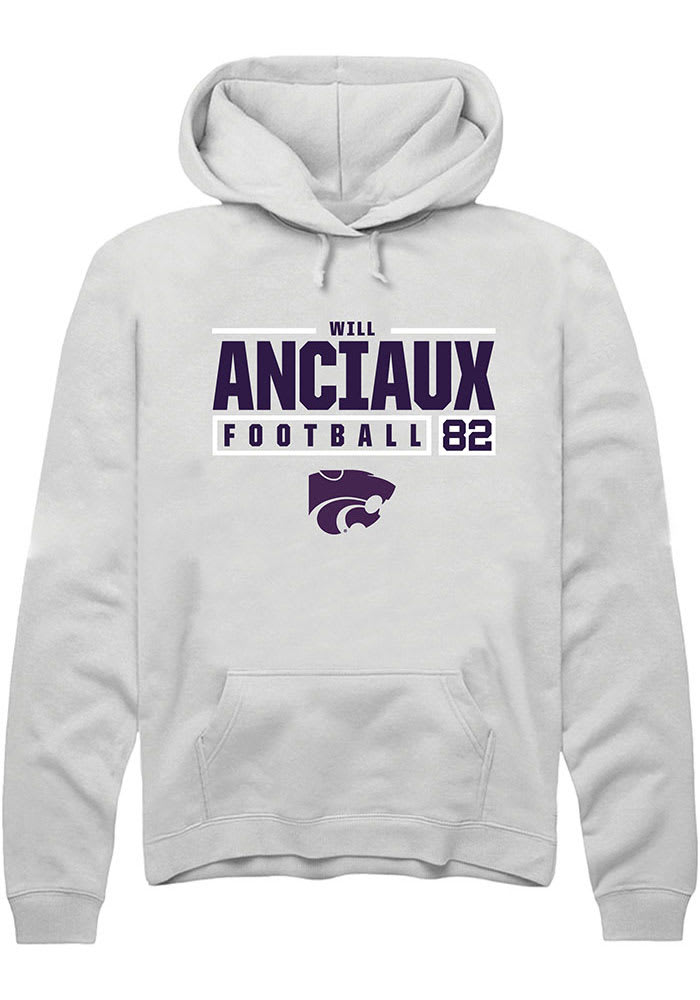 Will Anciaux Rally K-State Wildcats Mens White NIL Stacked Box Long Sleeve Hoodie