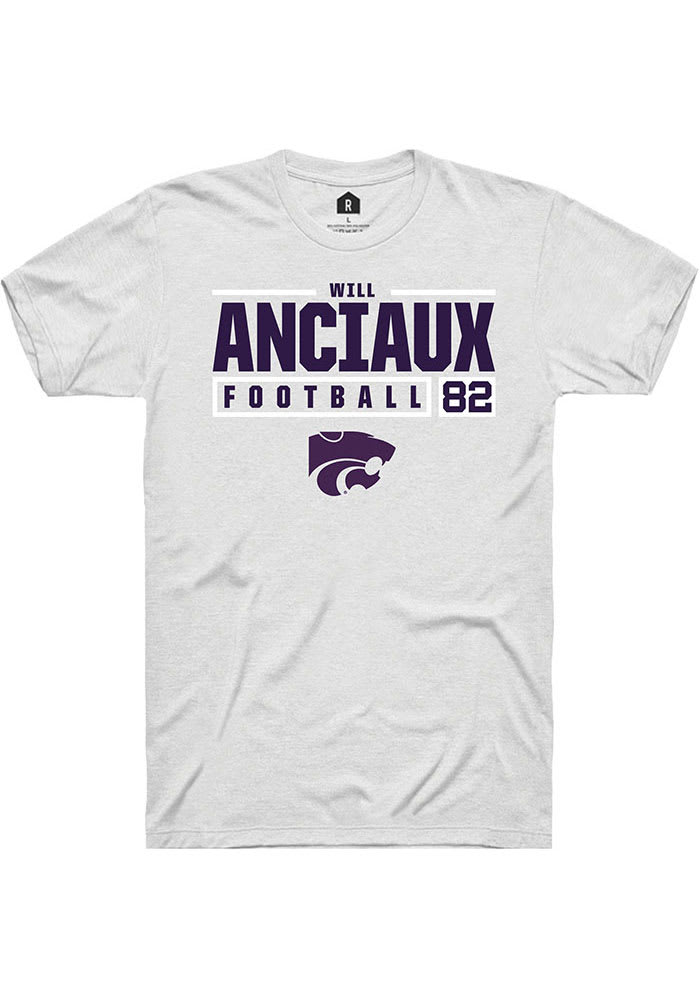Will Anciaux K-State Wildcats White Rally NIL Stacked Box Short Sleeve T Shirt