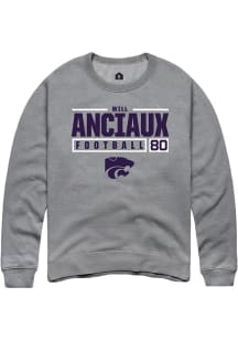 Will Anciaux Rally Mens Graphite K-State Wildcats NIL Stacked Box Crew Sweatshirt