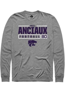 Will Anciaux Rally Mens Graphite K-State Wildcats NIL Stacked Box Tee