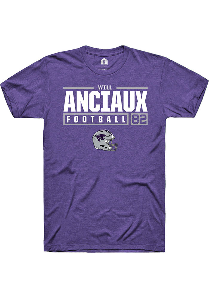 Will Anciaux K-State Wildcats Purple Rally NIL Stacked Box Short Sleeve T Shirt