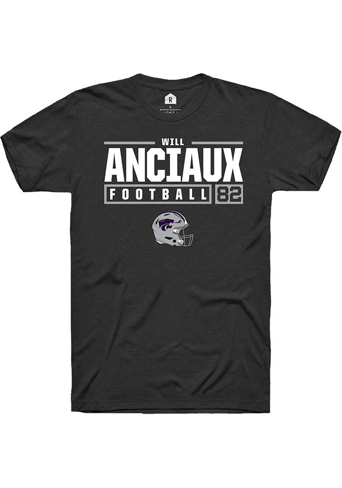 Will Anciaux K-State Wildcats Black Rally NIL Stacked Box Short Sleeve T Shirt