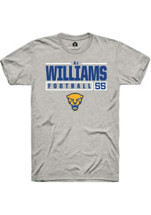Bj Williams Ash Pitt Panthers NIL Stacked Box Short Sleeve T Shirt