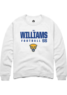 Bj Williams Rally Mens White Pitt Panthers NIL Stacked Box Crew Sweatshirt