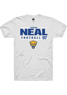 Isaiah Neal White Pitt Panthers NIL Stacked Box Short Sleeve T Shirt