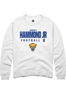 Rodney Hammond Jr. Rally Mens White Pitt Panthers NIL Stacked Box Design Crew Sweatshirt