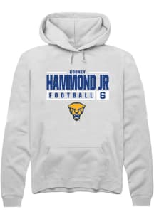 Rodney Hammond Jr. Rally Mens White Pitt Panthers NIL Stacked Box Design Hooded Sweatshirt