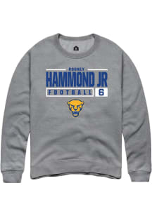 Rodney Hammond Jr. Rally Mens Graphite Pitt Panthers NIL Stacked Box Design Crew Sweatshirt