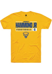 Rodney Hammond Jr. Gold Pitt Panthers NIL Stacked Box Short Sleeve T Shirt