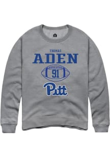 Thomas Aden  Rally Pitt Panthers Mens Grey NIL Sport Icon Long Sleeve Crew Sweatshirt