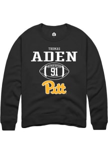 Thomas Aden  Rally Pitt Panthers Mens Black NIL Sport Icon Long Sleeve Crew Sweatshirt