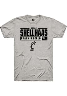 Brock Shellhaas  Cincinnati Bearcats Ash Rally NIL Stacked Box Short Sleeve T Shirt