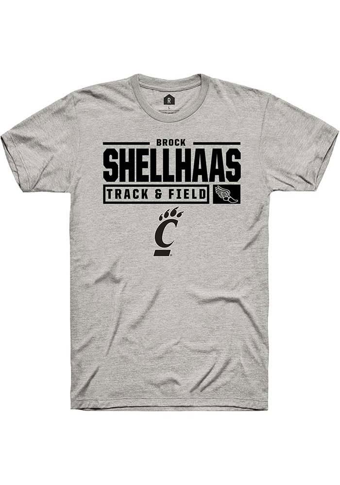 Brock Shellhaas Cincinnati Bearcats Grey Rally NIL Stacked Box Short Sleeve T Shirt