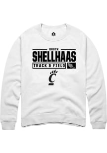 Brock Shellhaas Rally Mens White Cincinnati Bearcats NIL Stacked Box Crew Sweatshirt