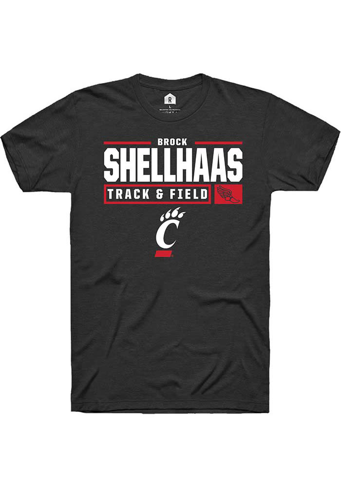 Brock Shellhaas Cincinnati Bearcats Black Rally NIL Stacked Box Short Sleeve T Shirt