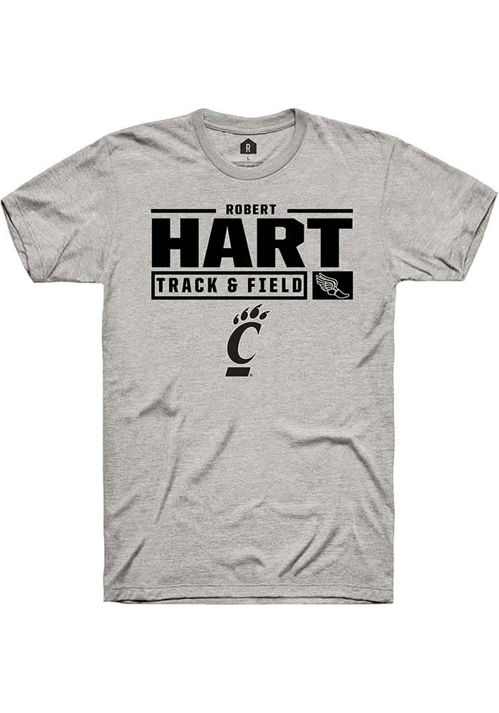 Robert Hart Cincinnati Bearcats Grey Rally NIL Stacked Box Short Sleeve T Shirt