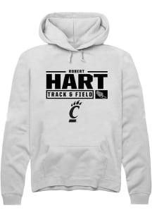 Robert Hart  Rally Cincinnati Bearcats Mens White NIL Stacked Box Long Sleeve Hoodie