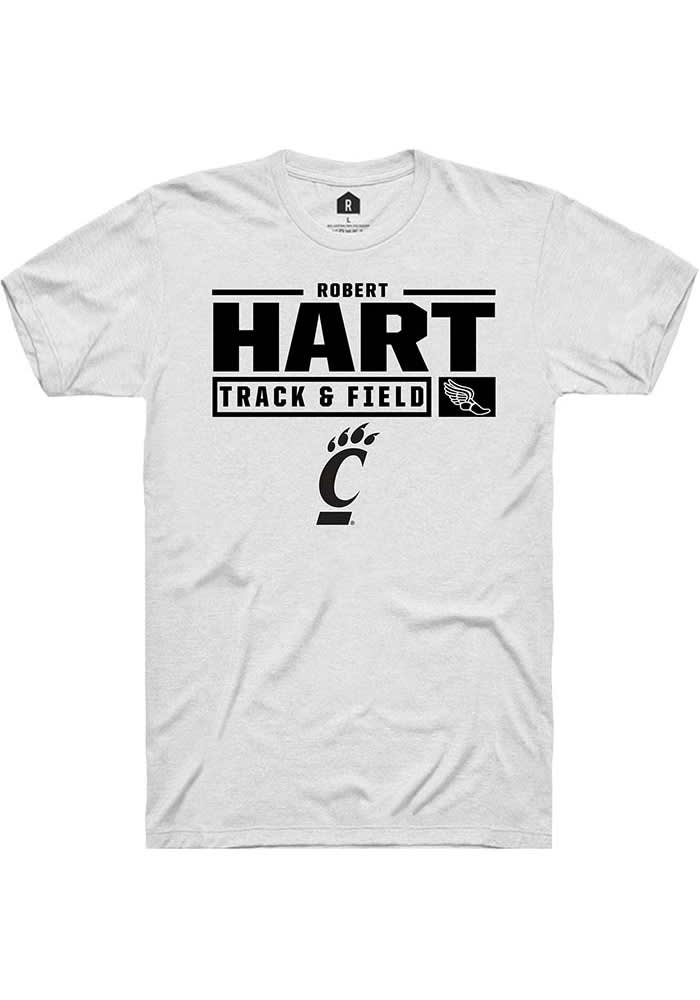 Robert Hart Cincinnati Bearcats White Rally NIL Stacked Box Short Sleeve T Shirt