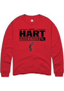 Robert Hart  Rally Cincinnati Bearcats Mens Red NIL Stacked Box Long Sleeve Crew Sweatshirt