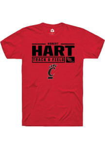 Robert Hart  Cincinnati Bearcats Red Rally NIL Stacked Box Short Sleeve T Shirt