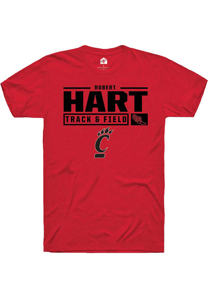 Robert Hart Cincinnati Bearcats Red Rally NIL Stacked Box Short Sleeve T Shirt