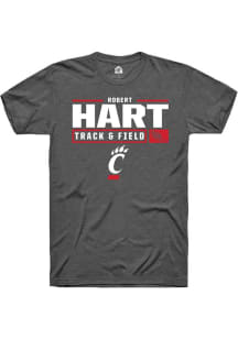 Robert Hart  Cincinnati Bearcats Dark Grey Rally NIL Stacked Box Short Sleeve T Shirt