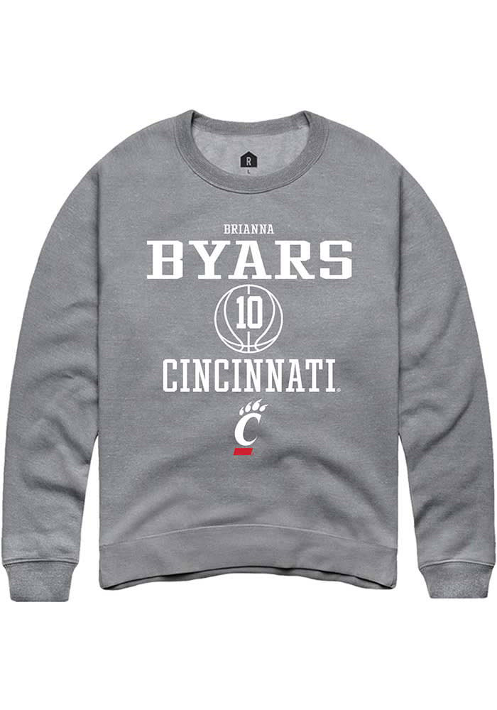 Brianna Byars Rally Cincinnati Bearcats Mens Grey NIL Sport Icon Long Sleeve Crew Sweatshirt