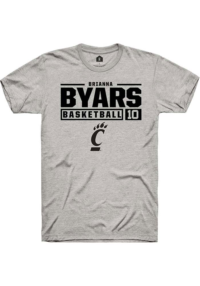 Brianna Byars Cincinnati Bearcats Grey Rally NIL Stacked Box Short Sleeve T Shirt