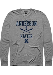 Aedan Anderson  Xavier Musketeers Graphite Rally NIL Sport Icon Long Sleeve T Shirt