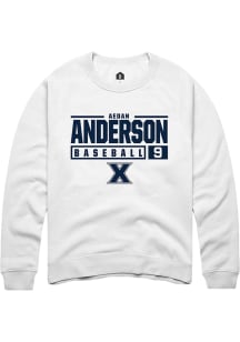 Aedan Anderson  Rally Xavier Musketeers Mens White NIL Stacked Box Long Sleeve Crew Sweatshirt