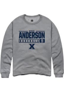 Aedan Anderson  Rally Xavier Musketeers Mens Grey NIL Stacked Box Long Sleeve Crew Sweatshirt