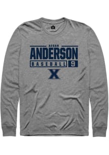 Aedan Anderson  Xavier Musketeers Graphite Rally NIL Stacked Box Long Sleeve T Shirt