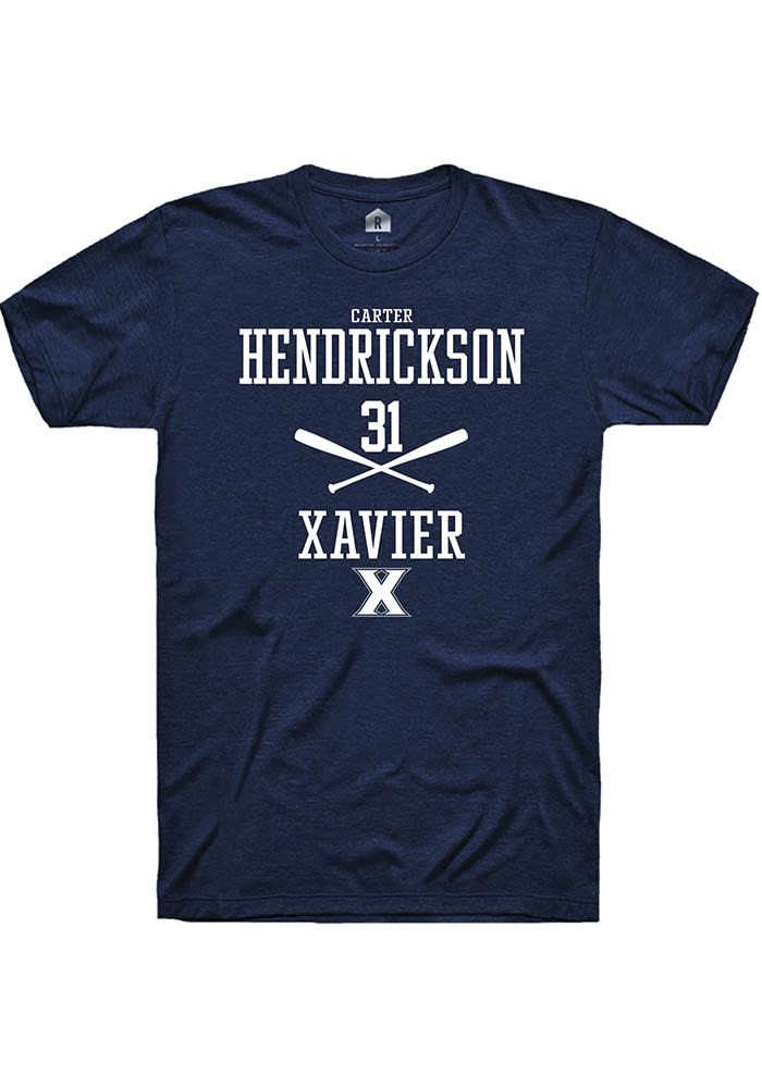 Carter Hendrickson  Xavier Musketeers Navy Blue Rally NIL Sport Icon Short Sleeve T Shirt