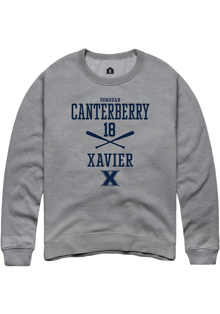 Donavan Canterberry  Rally Xavier Musketeers Mens Grey NIL Sport Icon Long Sleeve Crew Sweatshir..